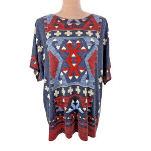 Double D Ranch Embroidered Tunic Top Aztec Southwestern Sz M Rodeo Cowgirl USA